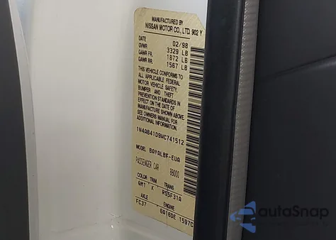 1998 Nissan Sentra Gle/Gxe/Xe from USA, damaged, VIN 1N4AB41D9WC741512